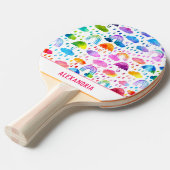 ウォーターカラーレインボー傘雨の日の女の子 卓球ラケット (正面アングル)