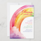 ウォーターカラーレインボー子供の誕生日パーティー招待状 招待状 (正面)