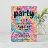 ウォーターカラーレインボー絞り染めお洒落子供の誕生日 招待状 (スタンド正面)