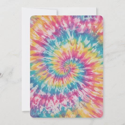 ウォーターカラーレインボー絞り染めお洒落子供の誕生日 招待状 (裏面)