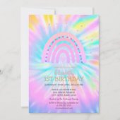ウォーターカラーレインボー絞り染め誕生日 招待状 (正面)
