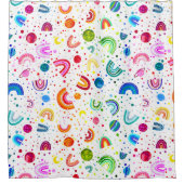 ウォーターカラーレインボー銀河系ガカラフルールズ シャワーカーテン (正面)