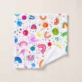 ウォーターカラーレインボー銀河系ガカラフルールズ バスタオルセット (ウォッシュタオル)