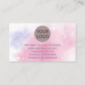 ウォーターカラーレインボー銀河系スターズパステルパープルピンク 名刺 (裏面)