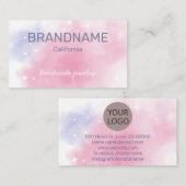 ウォーターカラーレインボー銀河系スターズパステルパープルピンク 名刺 (正面/裏面)