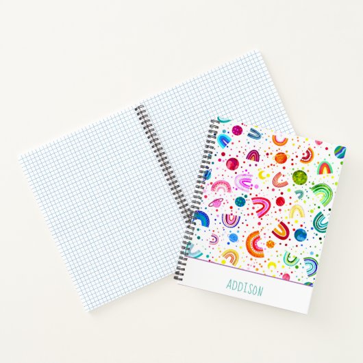 ウォーターカラーレインボー銀河系パーソナライズされたガールズ ノートブック (内部)