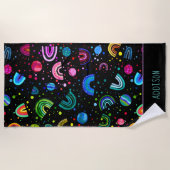 ウォーターカラーレインボー銀河系パーソナライズされたガールズ ビーチタオル (正面)