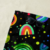 ウォーターカラーレインボー銀河系パーソナライズされたガールズ ビーチタオル (インサイチュ)