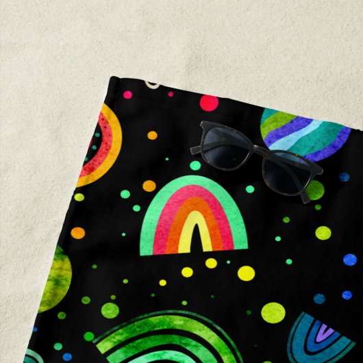 ウォーターカラーレインボー銀河系パーソナライズされたガールズ ビーチタオル (インサイチュ)