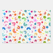 ウォーターカラーレインボー銀河系誕生日カラフルガールズ ラッピングペーパーシート (正面3)