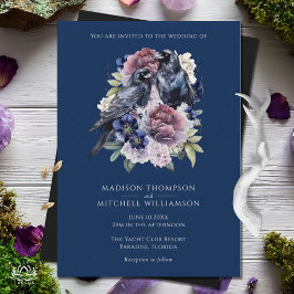 ウォーターカラーレイヴンズ ゴシックパープルフラワー 招待状