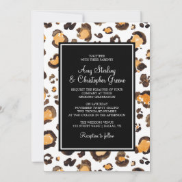 ウォーターカラーレオパード印刷&シックストライプ | 結婚s 招待状