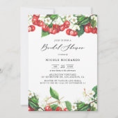 ウォーターカラーレッドさくらんぼガーランドブライダルシャワー 招待状 (正面)