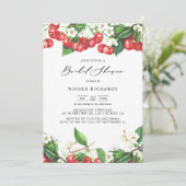 ウォーターカラーレッドさくらんぼガーランドブライダルシャワー 招待状 (スタンド正面)