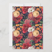 ウォーターカラーレッドアマリリスボタニカルウェディングシャワー 招待状 (裏面)