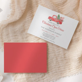 ウォーターカラーレッドクリスマストラックホリデーオープンハウス 招待状