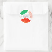 ウォーターカラーレッドグリーンカスタム文字抽象芸術ホリデー ラウンドシール (バッグ)