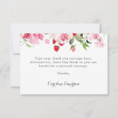 ウォーターカラーレッドピンクローゼスブライダルシャワー サンキューカード (裏面)