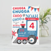 ウォーターカラーレッドブルートレイン誕生日招待状 招待状 (スタンド正面)