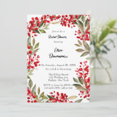 ウォーターカラーレッドベリーリースブライダルシャワー 招待状 (スタンド正面)