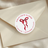 ウォーターカラーレッドボウ差出人住所 ラウンドシール