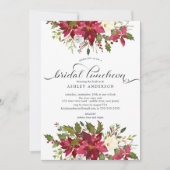 ウォーターカラーレッドポインセチアブライダルシャワールンチョン 招待状 (正面)