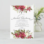 ウォーターカラーレッドポインセチアブライダルシャワールンチョン 招待状 (スタンド正面)