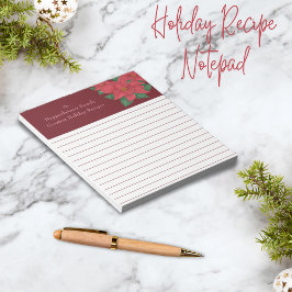 ウォーターカラーレッドポインセティアスファミリーホリデーレシピ ノートパッド