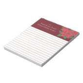 ウォーターカラーレッドポインセティアスファミリーホリデーレシピ ノートパッド (回転)