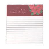 ウォーターカラーレッドポインセティアスファミリーホリデーレシピ ノートパッド (正面)