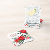 ウォーターカラーレッドポインセティアブーケホリデー ペーパーコースター (インサイチュ)