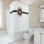 ウォーターカラーレッドポピズピンクローズリースモノグラム シャワーカーテン (インサイチュ)