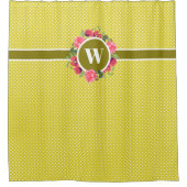 ウォーターカラーレッドポピズピンクローズリースモノグラム シャワーカーテン (正面)