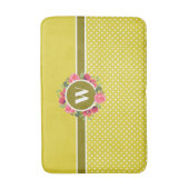 ウォーターカラーレッドポピズピンクローズリースモノグラム バスマット (正面縦)