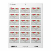 ウォーターカラーレッドポピーズフローライラストレーション ラベル (フルシート)