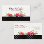 ウォーターカラーレッドポピーズフローラデザイン 名刺 (正面/裏面)