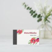 ウォーターカラーレッドポピーズフローラデザイン 名刺 (スタンド正面)