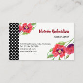 ウォーターカラーレッドポピーズフローラデザイン 名刺 (裏面)