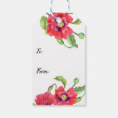 ウォーターカラーレッドポピーフローラアートハッピーバースデー ギフトタグ (裏面)
