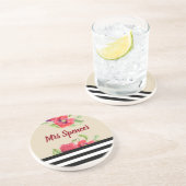 ウォーターカラーレッドポピーフローラアート コースター (側面)