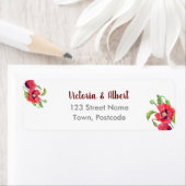 ウォーターカラーレッドポピーフローラアート ラベル (インサイチュ)