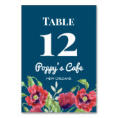 ウォーターカラーレッドポピーフローライラストレーションカフェ テーブルナンバー (裏面)