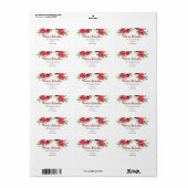 ウォーターカラーレッドポピーフローライラストレーション ラベル (フルシート)