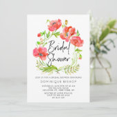 ウォーターカラーレッドポピーリースブライダルシャワー 招待状 (スタンド正面)
