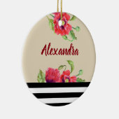 ウォーターカラーレッドポピー植物学フローラ芸術 セラミックオーナメント (右)