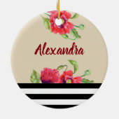 ウォーターカラーレッドポピー植物学フローラ芸術 セラミックオーナメント (裏面)