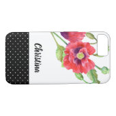 ウォーターカラーレッドポピー白黒水玉模様 Case-Mate iPhoneケース (裏面(横))