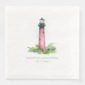 ウォーターカラーレッドライトハウスビーチ結婚式 (正面)