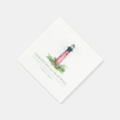 ウォーターカラーレッドライトハウスビーチ結婚式 スタンダードカクテルナプキン (角)