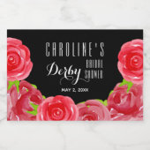 ウォーターカラーレッドローズダービーブライダルシャワーミニ スパークリングワインラベル (シングルラベル)